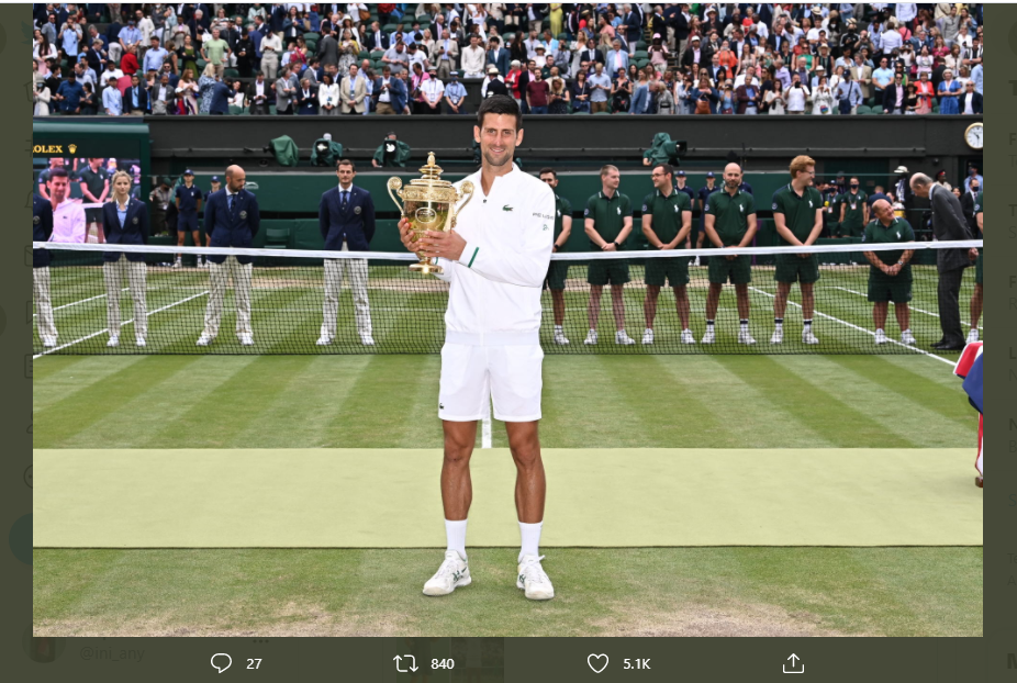 Usai Juara Wimbledon 2021, Novak Djokovic Proklamirkan Diri sebagai Petenis Terbaik Dunia