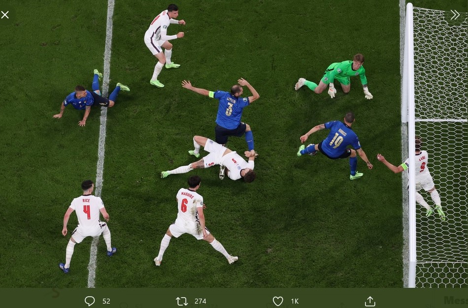 Hasil Final Euro 2020 - Italia vs Inggris: Leonardo Bonucci Paksa Laga Dilanjutkan dengan Extra Time