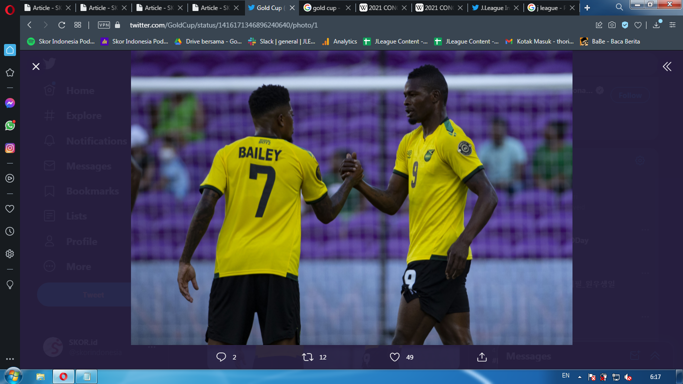 Hasil Piala Emas CONCACAF 2021 - Guadeloupe vs Jamaika: Gol Telat Menangkan Raggae Boyz