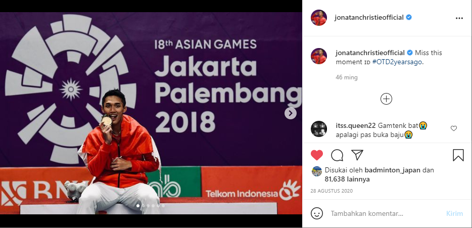 Media Asing Sebut Jonatan Christie Salah Satu Atlet Potensial Asia di Olimpiade Tokyo
