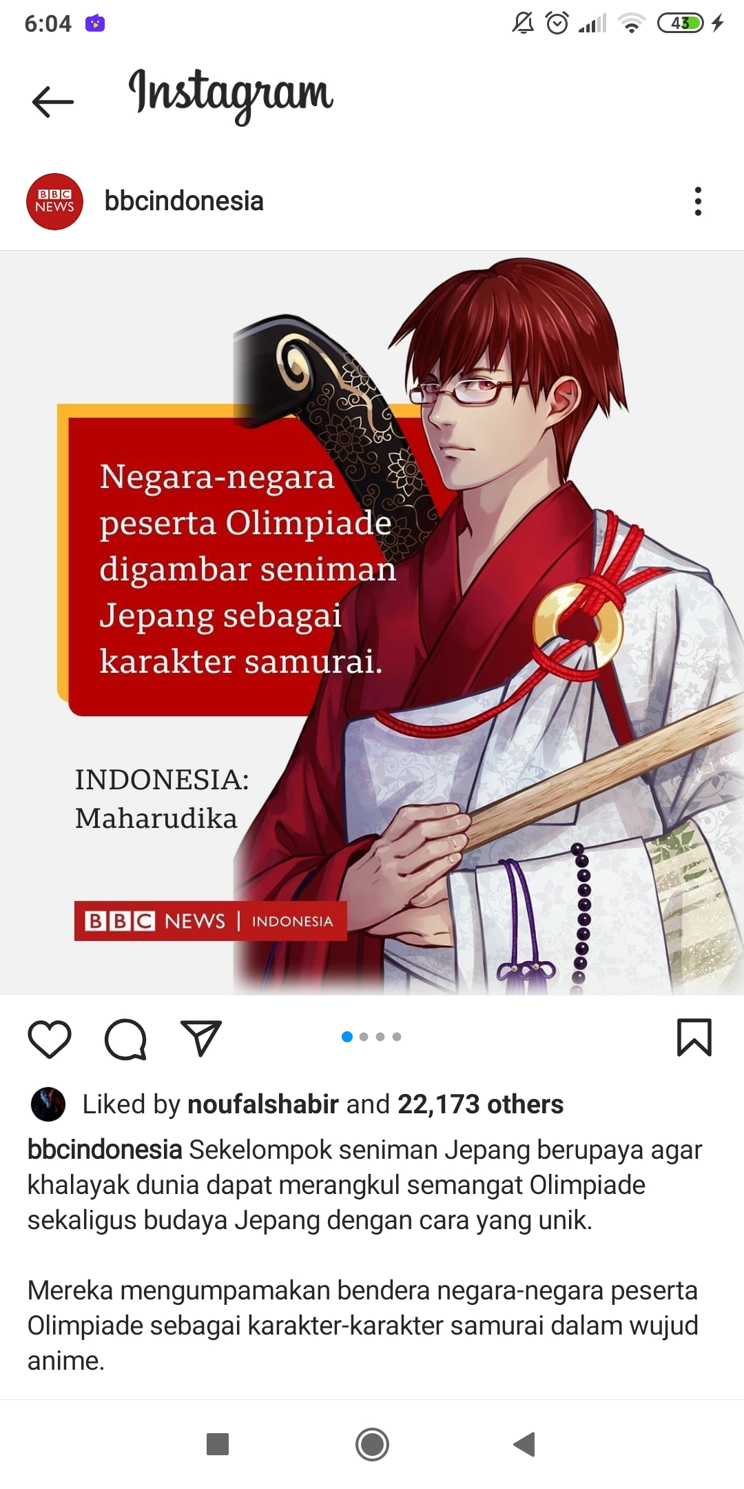 Olimpiade Tokyo 2020: Seniman Jepang Gambarkan Indonesia dengan Karakter Anime Samurai
