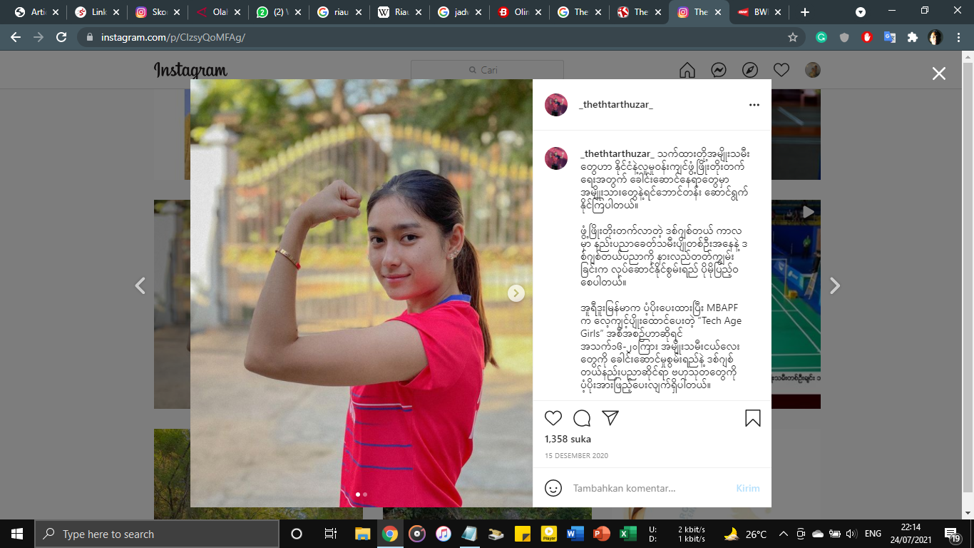 Pebulu Tangkis Cantik Myanmar Ini Persiapkan Kejuaraan Dunia BWF 2022 di Malaysia