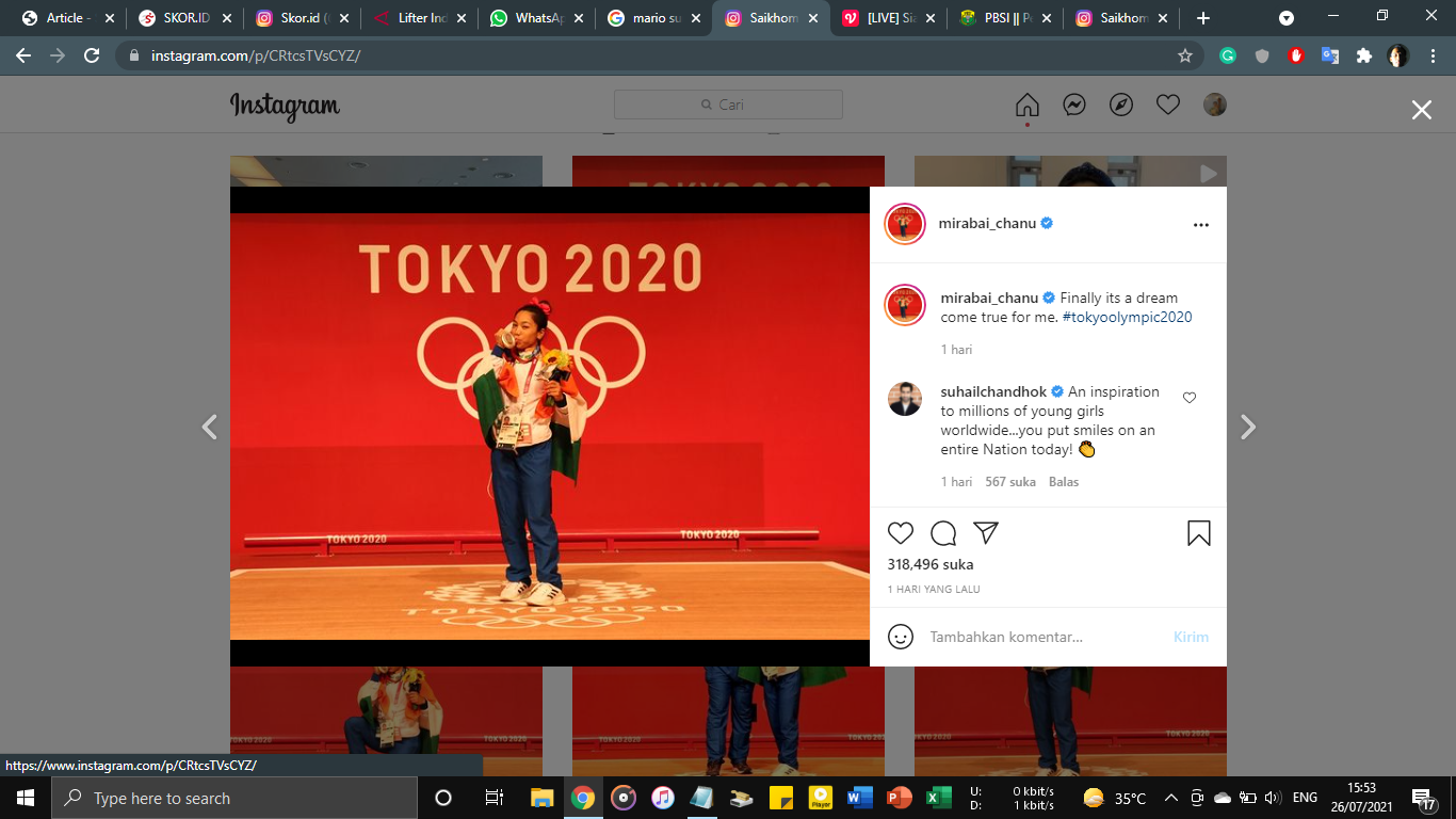 Raih Medali Perak Olimpiade Tokyo, Lifter India Dapat Pizza Gratis Seumur Hidup