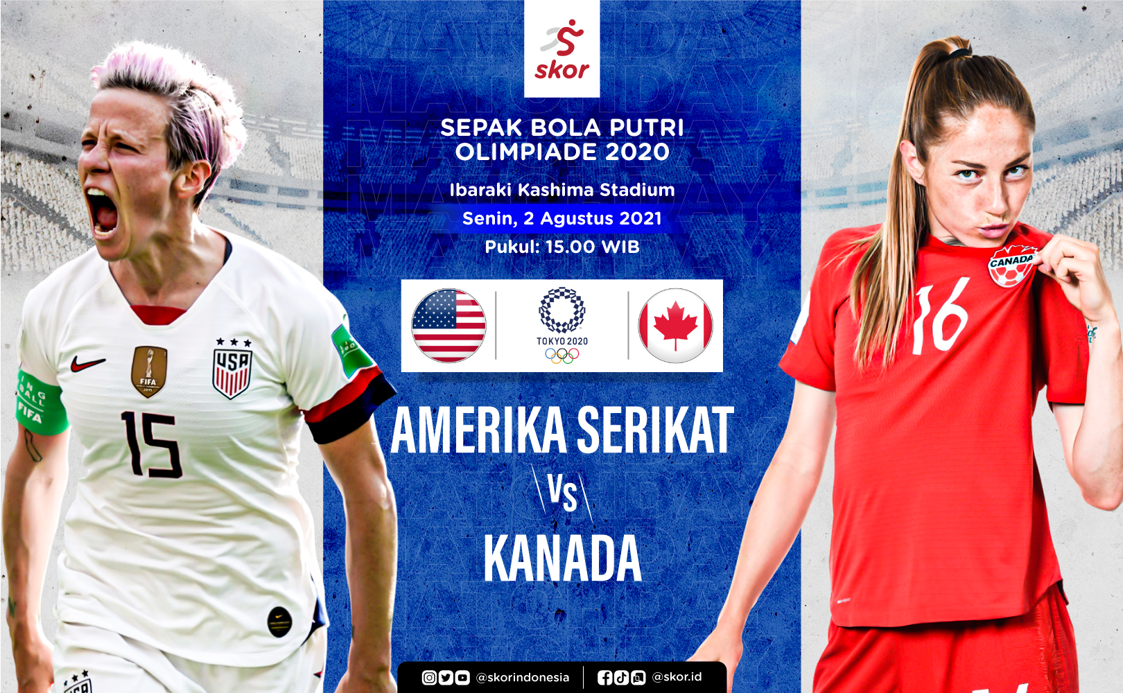 Link Live Streaming Semifinal Sepak Bola Putri Olimpiade Tokyo: Amerika Serikat vs Kanada