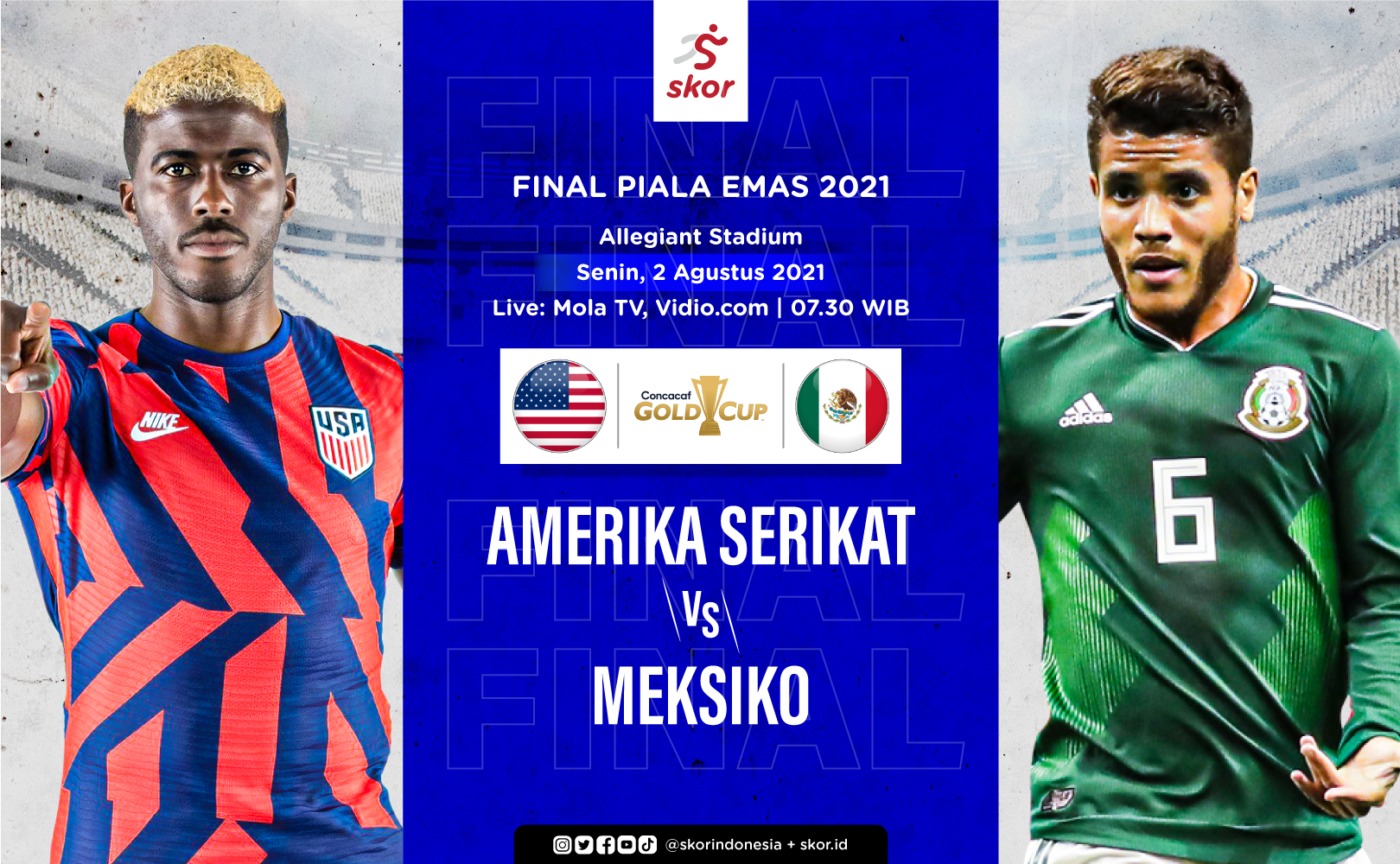Link Live Streaming Amerika Serikat vs Meksiko di Final Piala Emas CONCACAF 2021