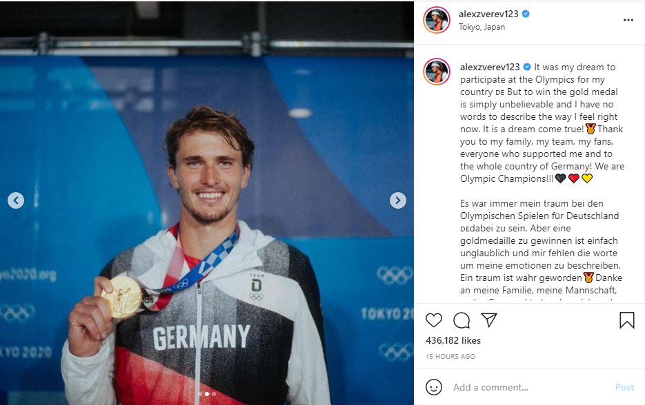 Olimpiade Tokyo 2020: Curahan Hati Petenis Alexander Zverev Usai Raih Medali Emas