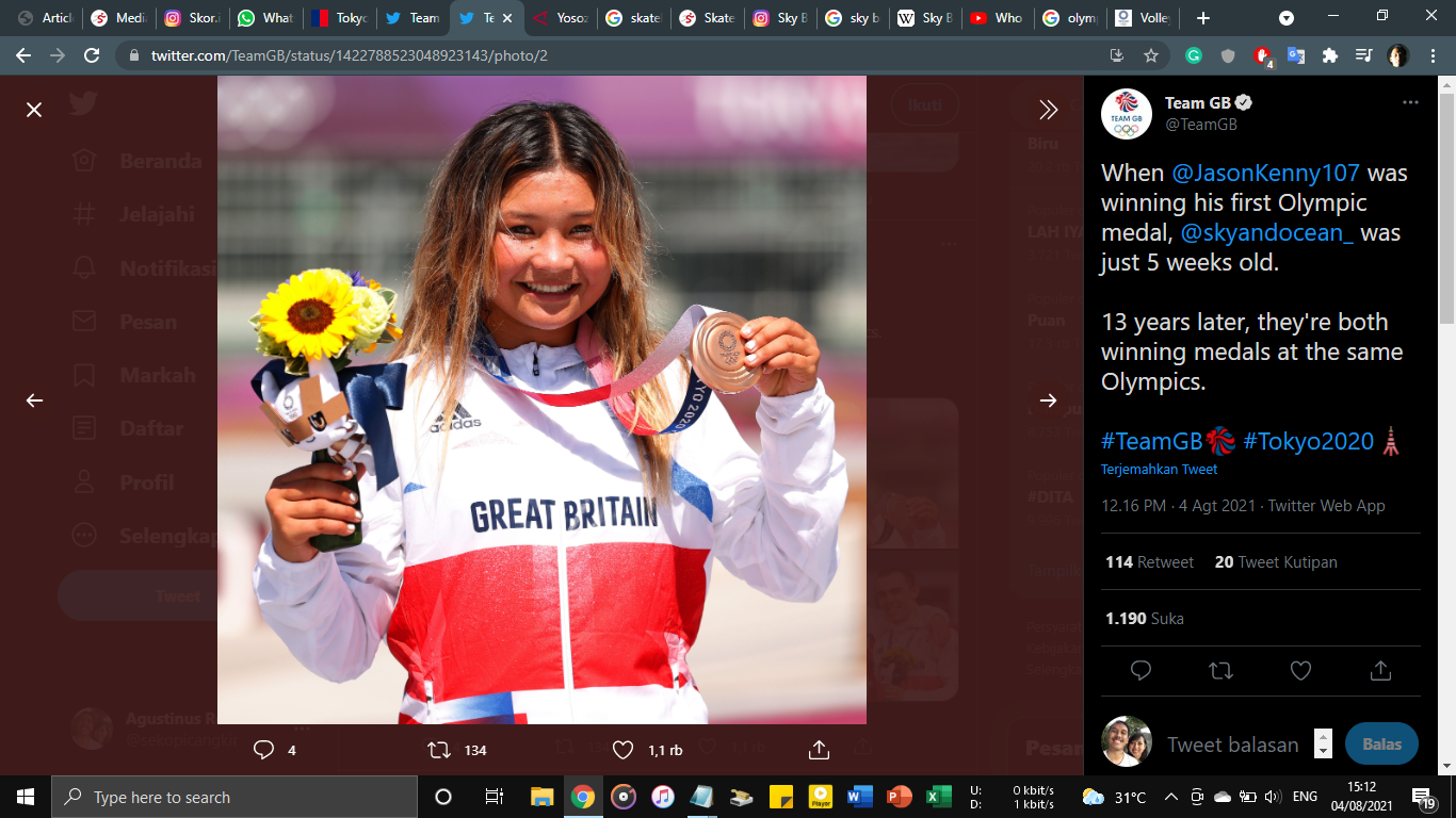Olimpiade Tokyo 2020: Baru Berusia 13 Tahun, Sky Brown Jadi Atlet Peraih Medali Termuda Inggris Raya