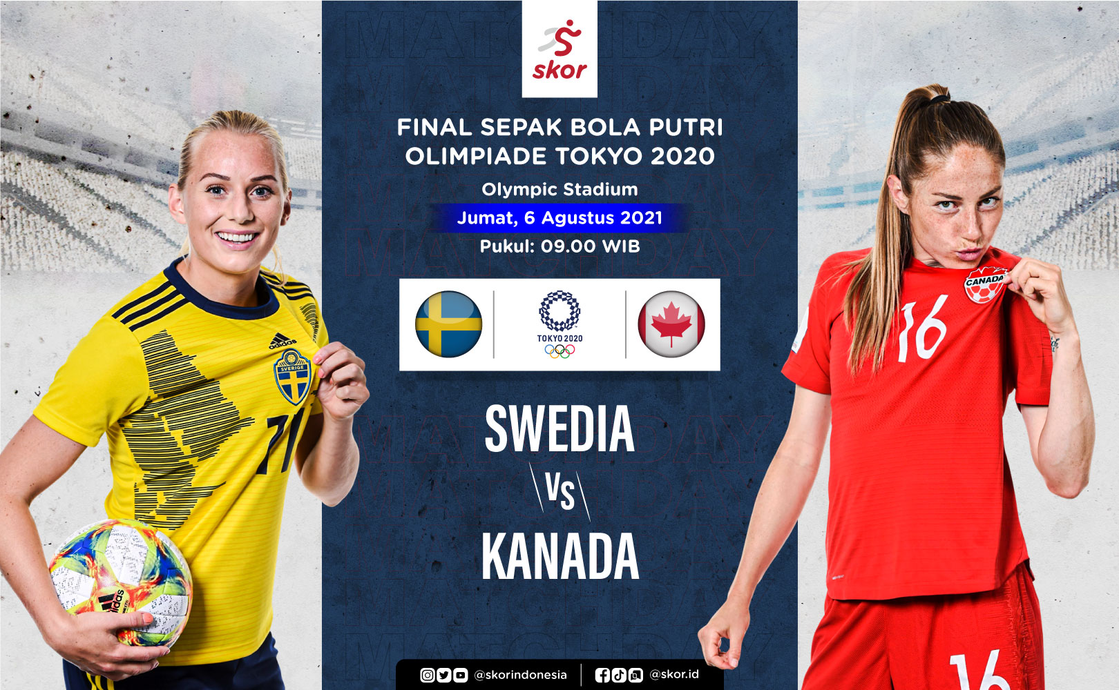 Link Live Streaming Swedia vs Kanada di Final Sepak Bola Putri Olimpiade Tokyo