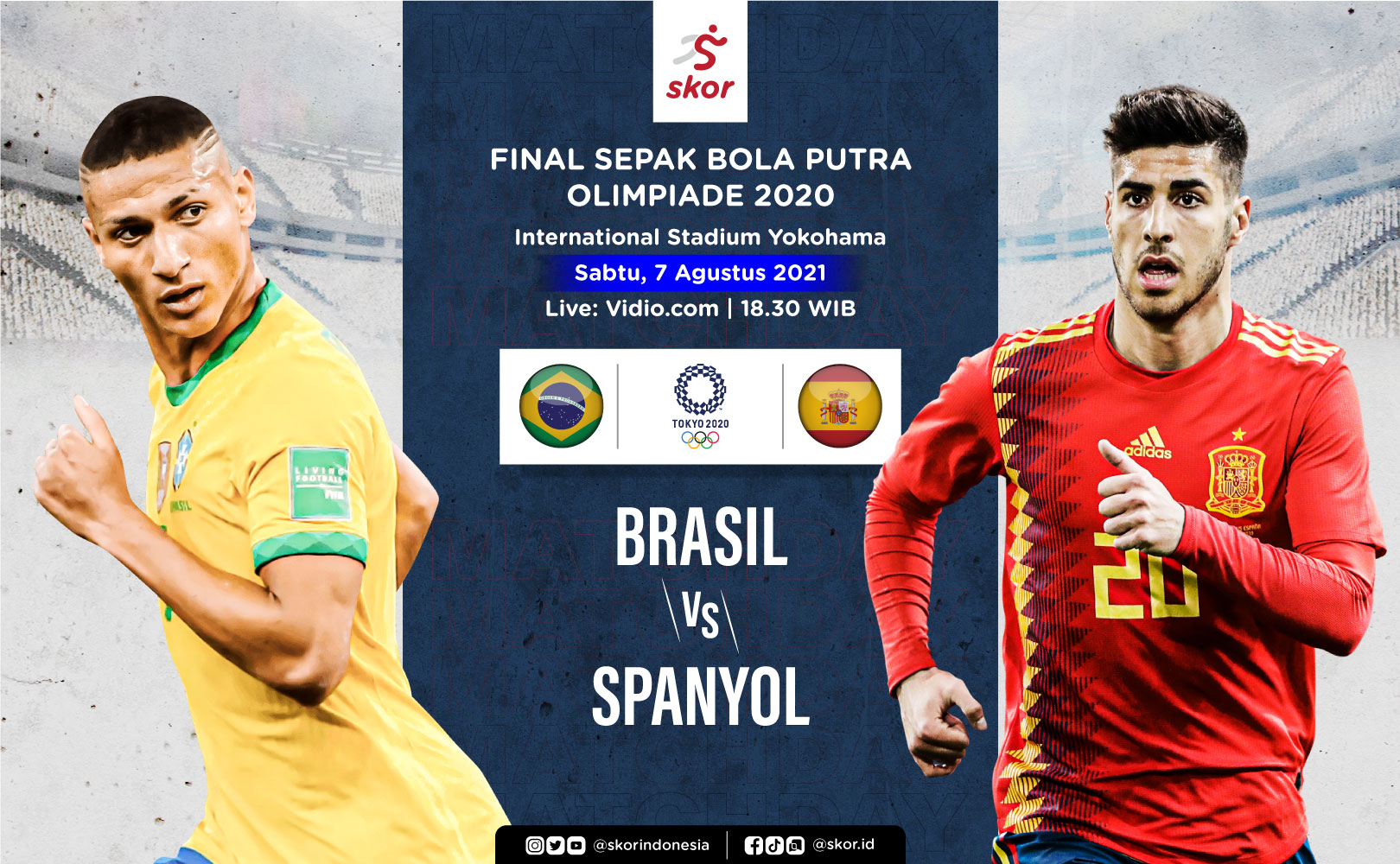 Prediksi Final Sepak Bola Putra Olimpiade Tokyo 2020: Brasil vs Spanyol