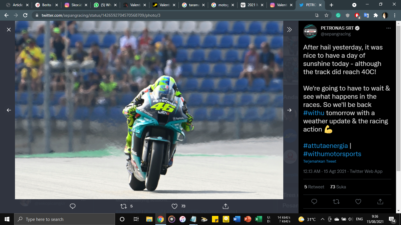 MotoGP Austria 2021: Start dari Baris Keenam, Valentino Rossi Kesal