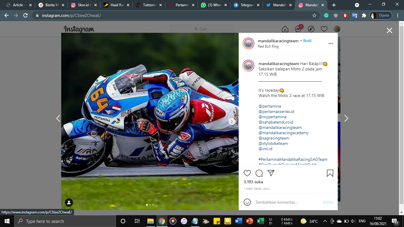 Sambut HUT Kemerdekaan RI, ''Dirgahayu Indonesia'' Berkibar di Moto2 Austria 2021