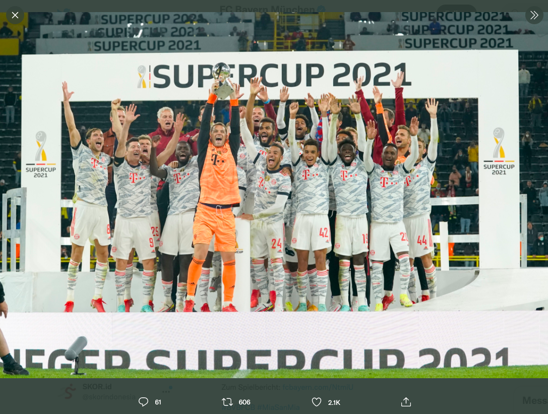 Kalahkan Borussia Dortmund, Bayern Munchen Juara Piala Super Jerman 2021