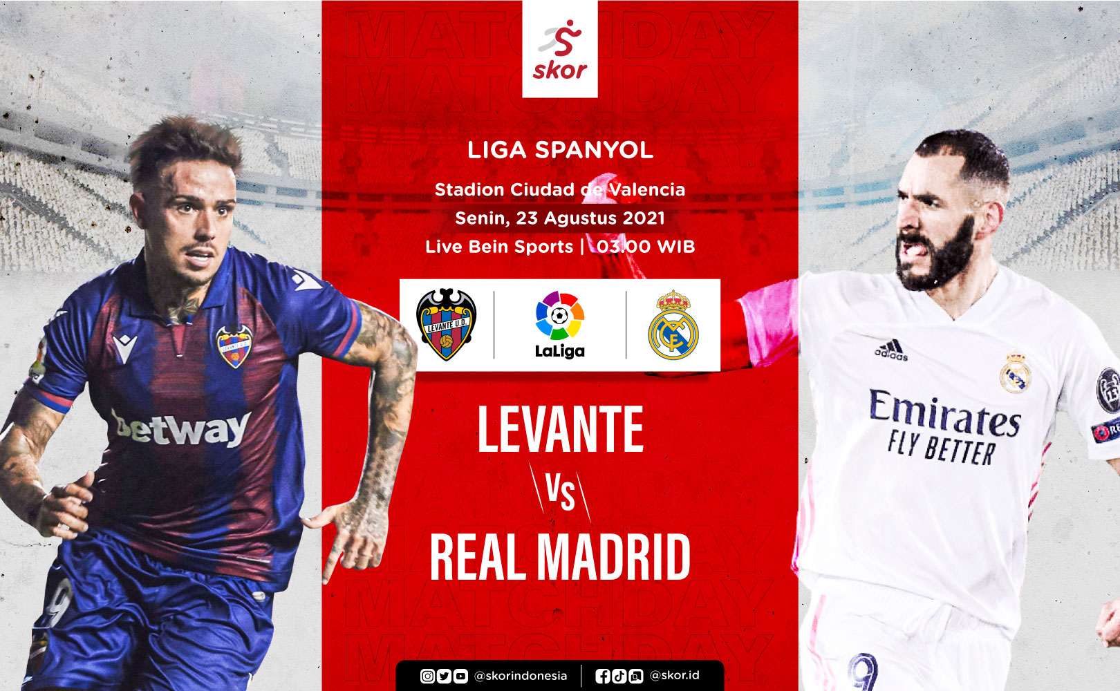 Link Live Streaming Liga Spanyol: Levante vs Real Madrid