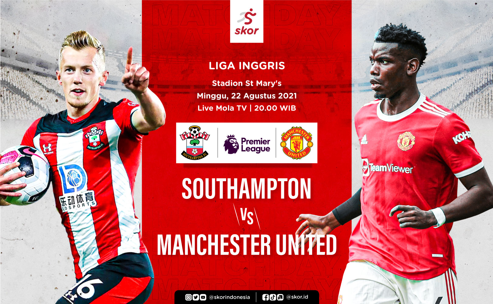 Link Live Streaming Liga Inggris: Southampton vs Manchester United