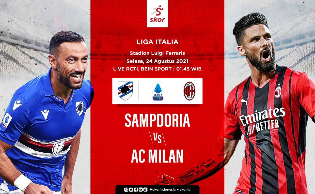 Link Live Streaming Sampdoria vs AC Milan di Liga Italia
