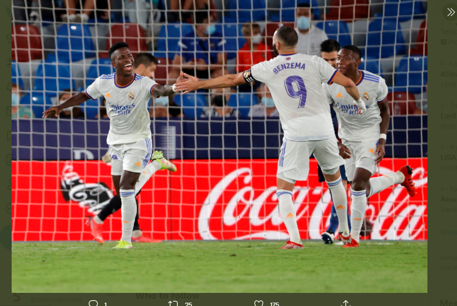 Hasil Levante vs Real Madrid: Brace Vinicius Jr Menyelamatkan Los Blancos dari Kekalahan
