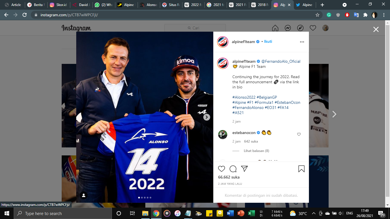Fernando Alonso Resmi Perpanjang Kontrak dengan Alpine F1