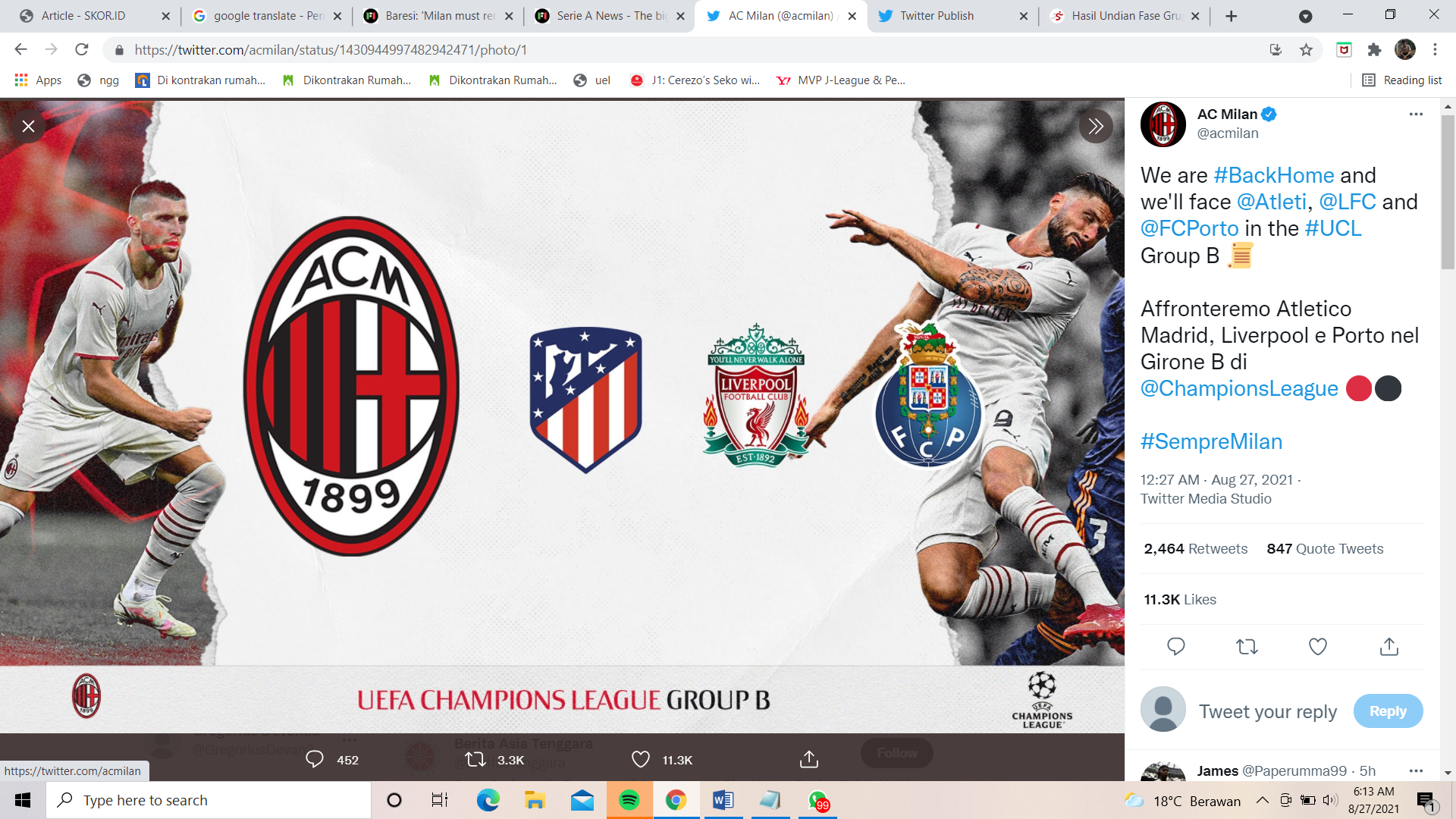 AC Milan Tempati Grup Neraka Liga Champions, Franco Baresi Beri Wejangan