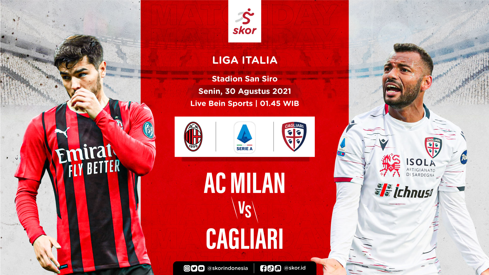 Link Live Streaming AC Milan vs Cagliari di Liga Italia