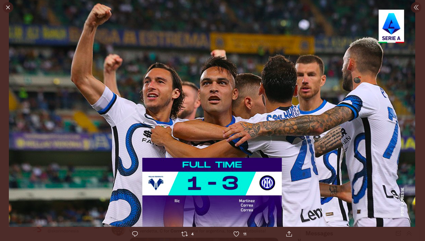 Hasil Verona vs Inter Milan: Brace Tucu Correa Menangkan Nerazzurri