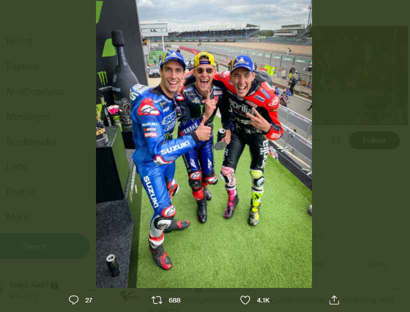 MotoGP Inggris 2021: Penantian 10 Bulan Berakhir Podium, Alex Rins Super Bahagia