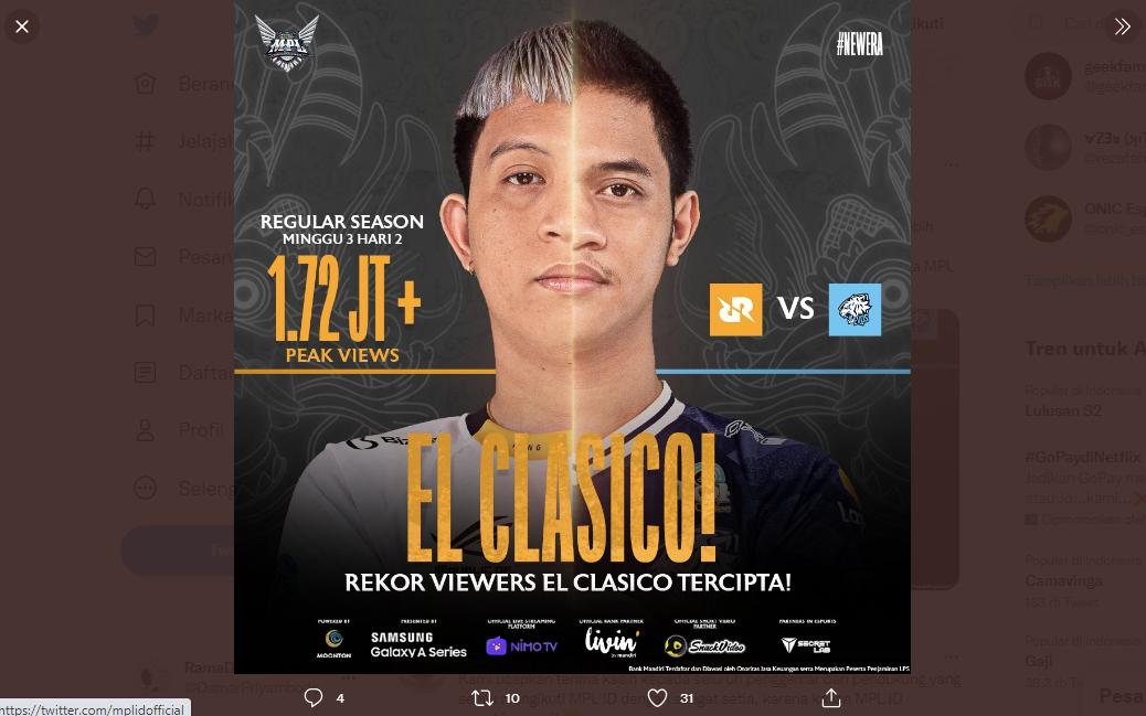 Laga El Clasico, RRQ Hoshi vs EVOS Legends Kembali Pecahkan Rekor Jumlah Penonton