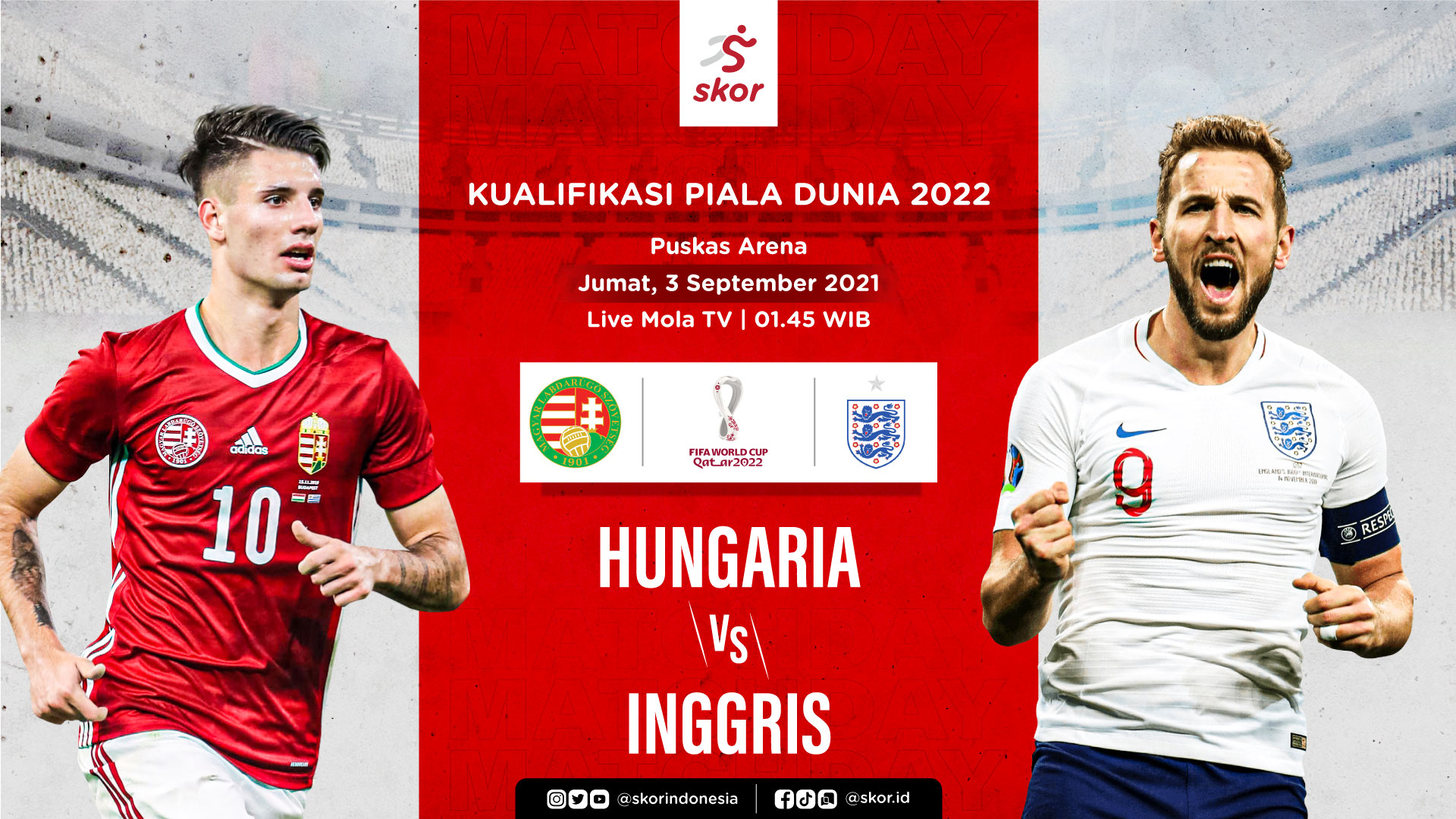 Link Live Streaming Hungaria vs Inggris di Kualifikasi Piala Dunia 2022