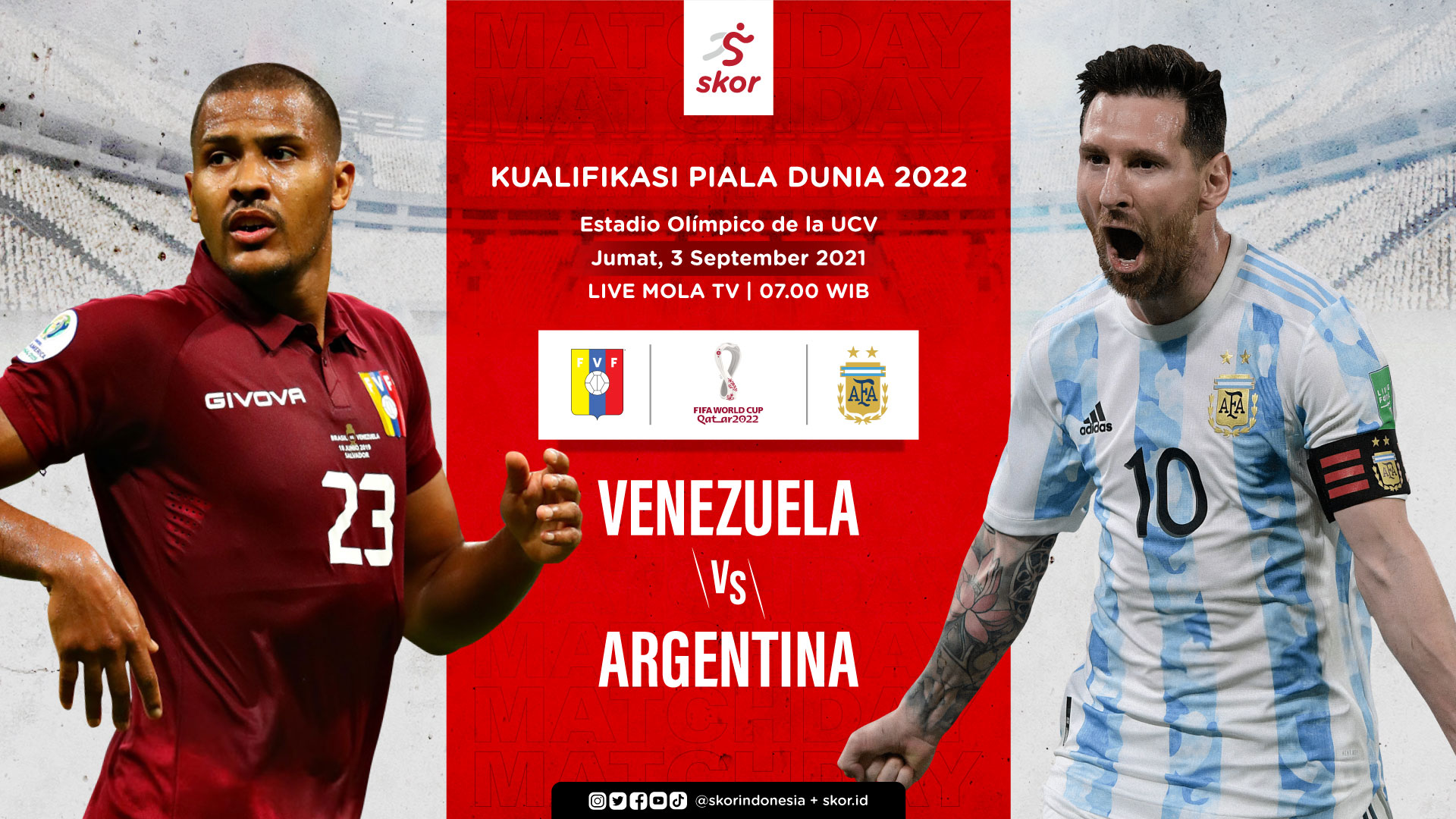 Link Live Streaming Venezuela vs Argentina di Kualifikasi Piala Dunia 2022