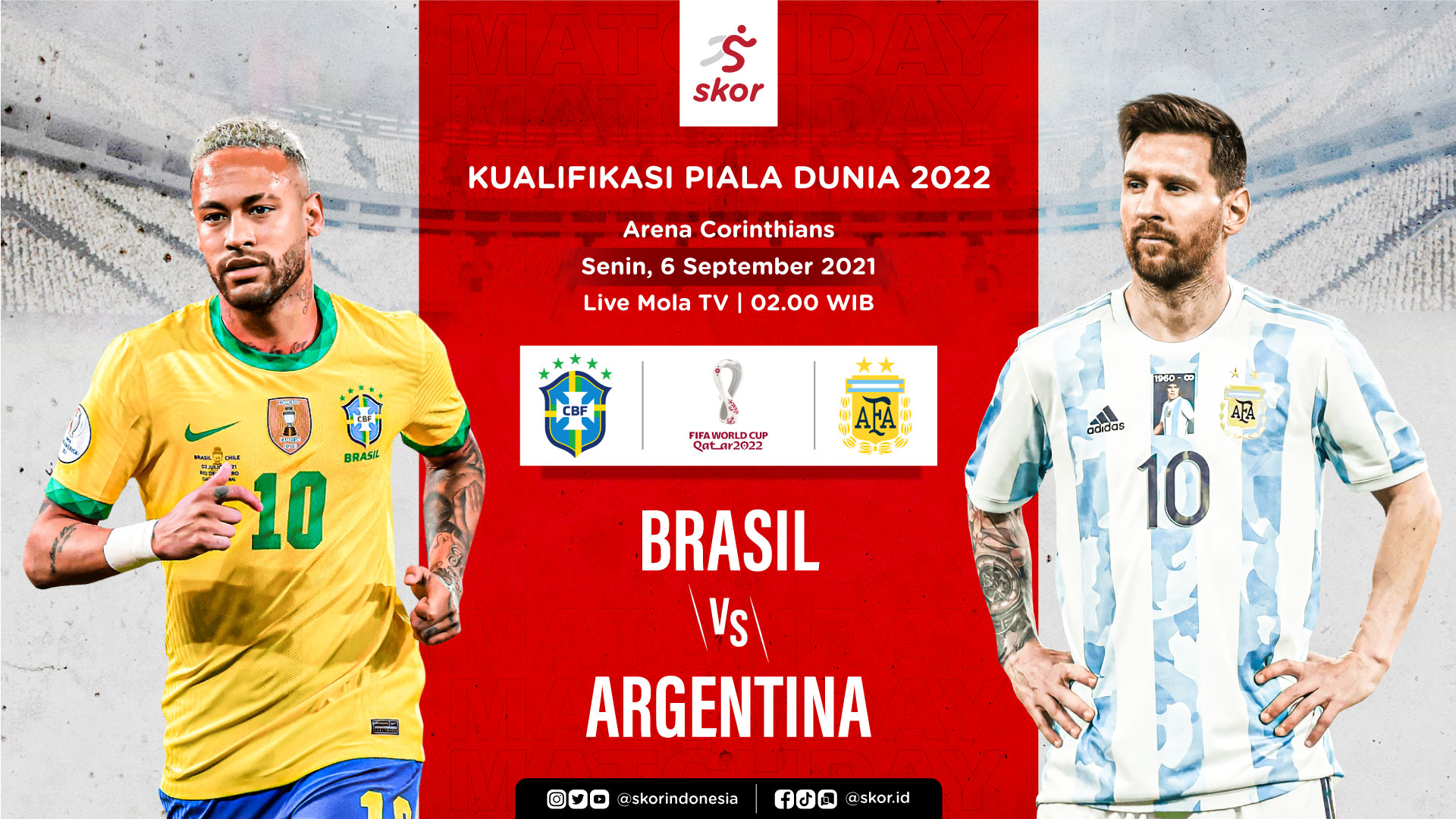 Link Live Streaming Brasil vs Argentina di Kualifikasi Piala Dunia 2022