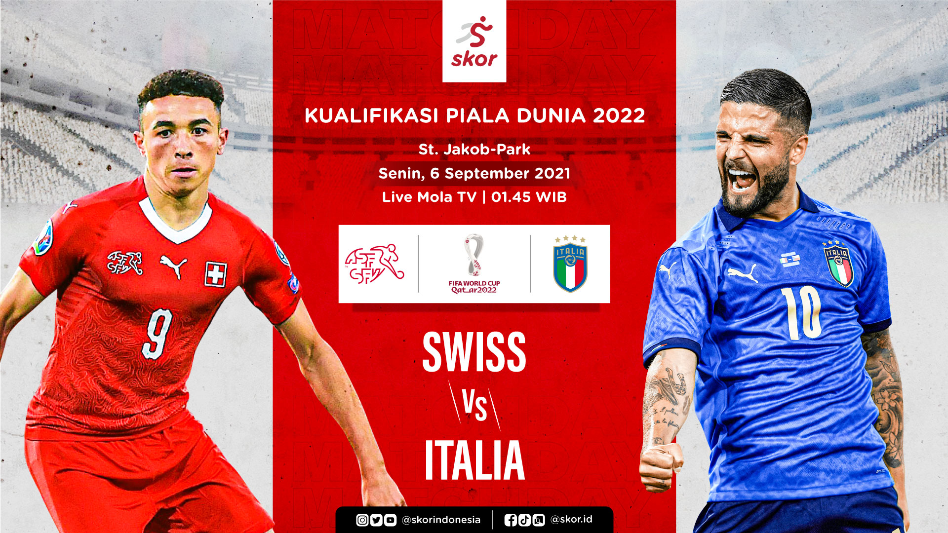 Link Live Streaming Swiss vs Italia di Kualifikasi Piala Dunia 2022