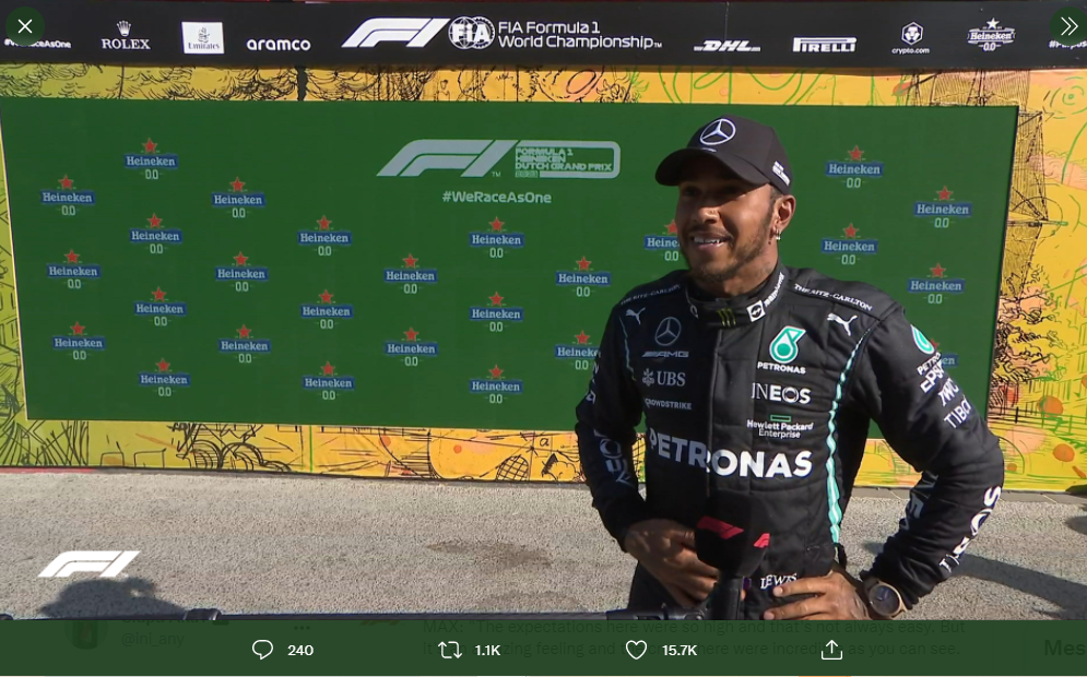 Lewis Hamilton di F1 GP Belanda 2021: Kritisi Strategi Mercedes, Puji Performa Red Bull