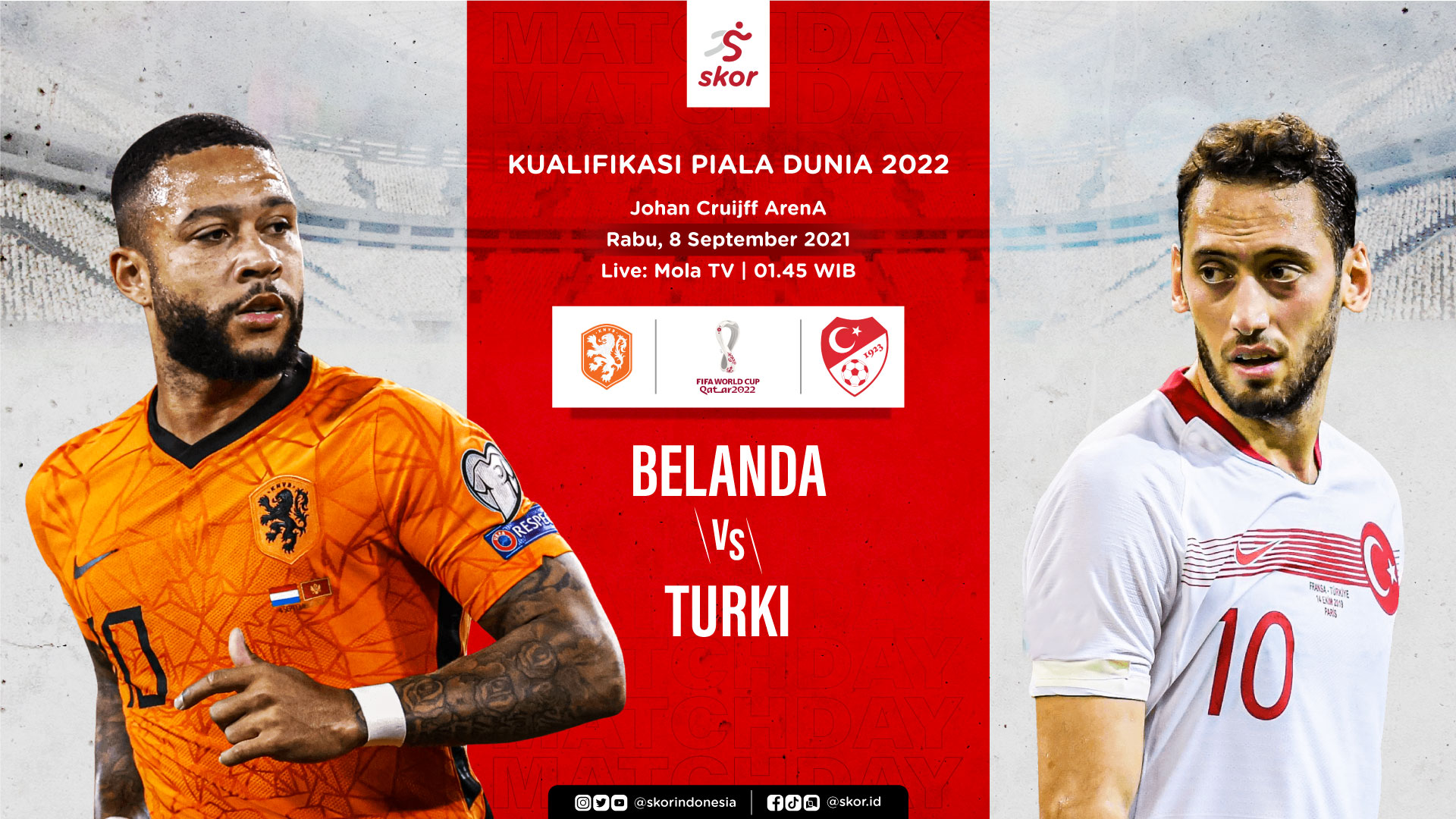 Link Live Streaming Kualifikasi Piala Dunia 2022: Belanda vs Turki