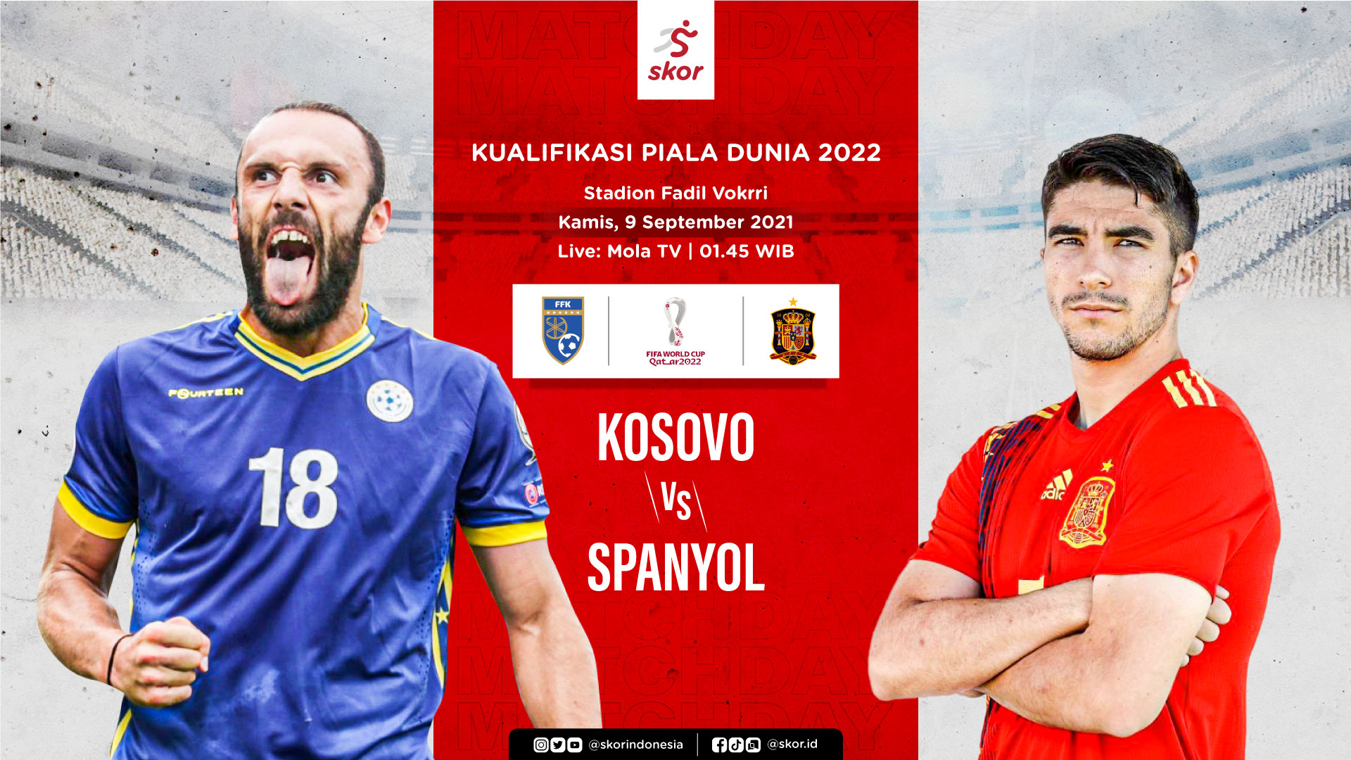 Link Live Streaming Kosovo vs Spanyol di Kualifikasi Piala Dunia 2022