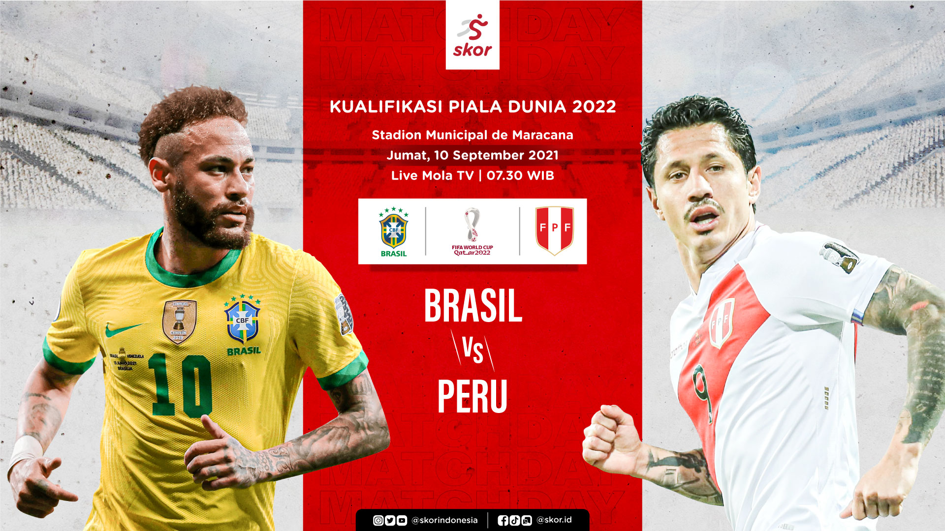 Link Live Streaming Kualifikasi Piala Dunia 2022: Brasil vs Peru  