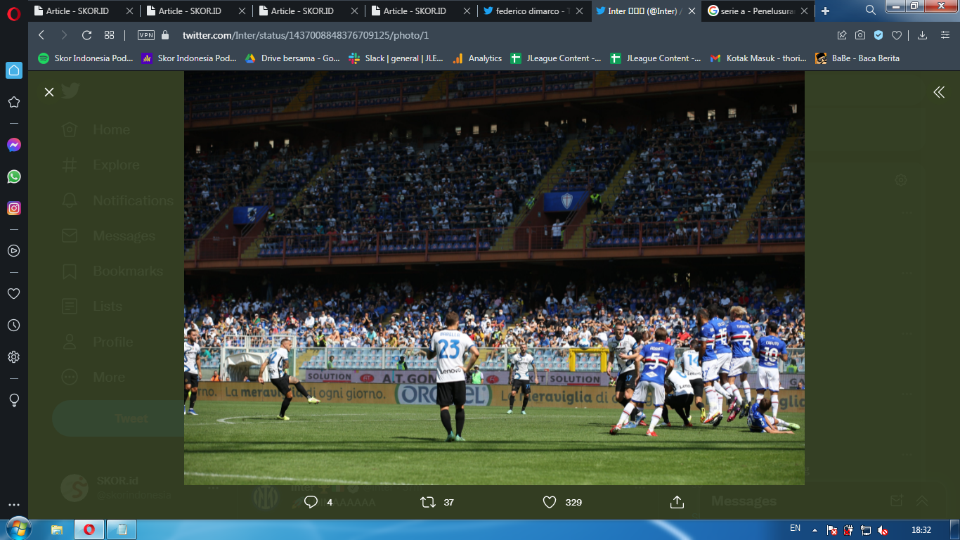 Gol Serba Kaki Kiri Sampdoria vs Inter Milan