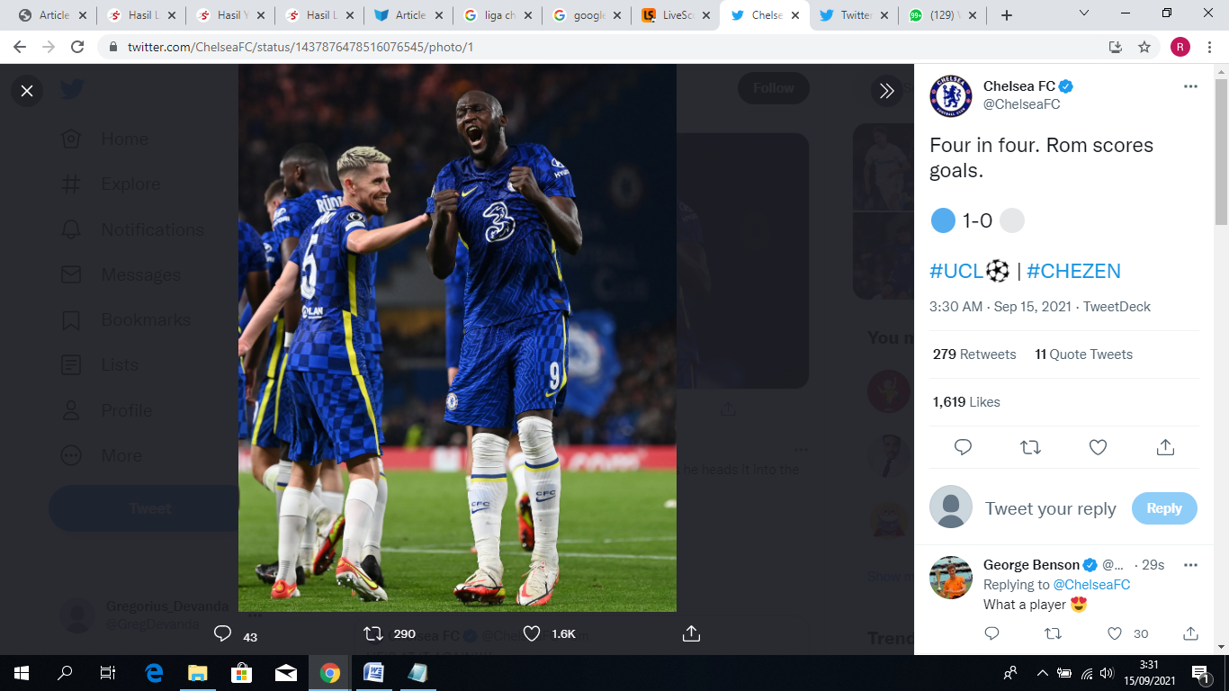 Hasil Chelsea vs Zenit Saint Petersburg di Liga Champions 2021-2022: Lukaku Cetak Gol, The Blues Menang Tipis