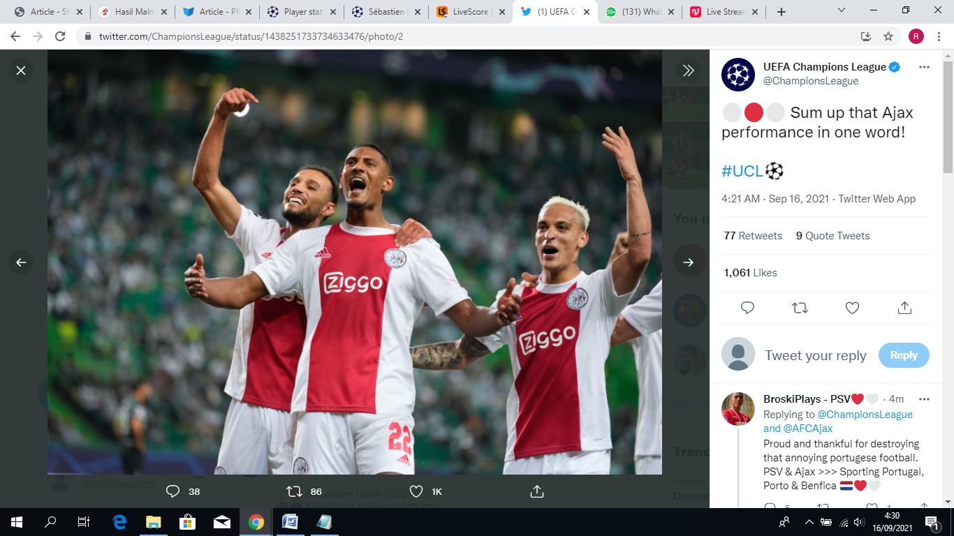 Cetak Quattrick untuk Ajax, Sebastien Haller Ukir 3 Catatan Manis di Liga Champions