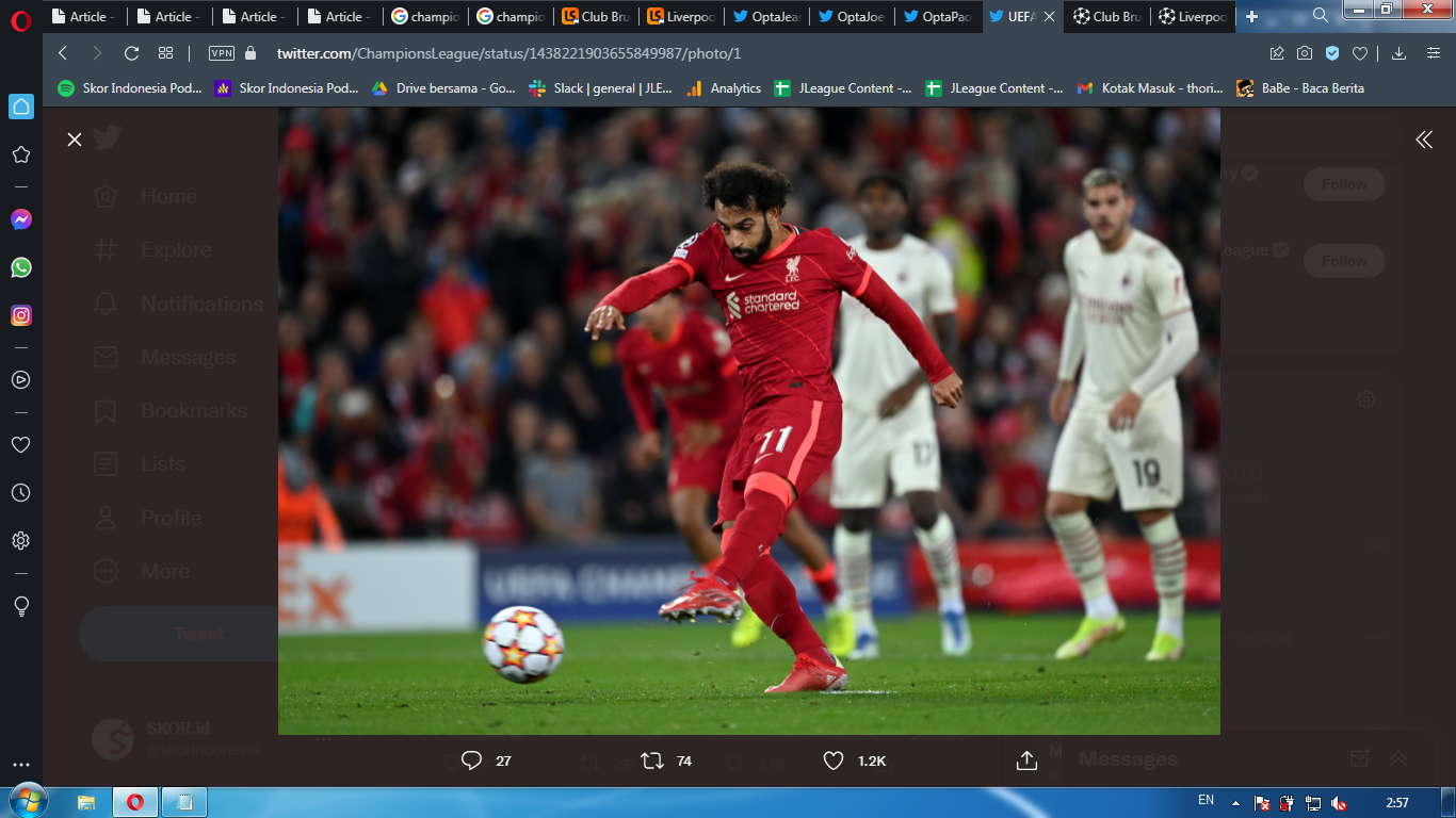 Hasil Liverpool vs AC Milan: Mohamed Salah Samai Rekor Gerrard, Rusak Pesta Kembalinya Rossoneri