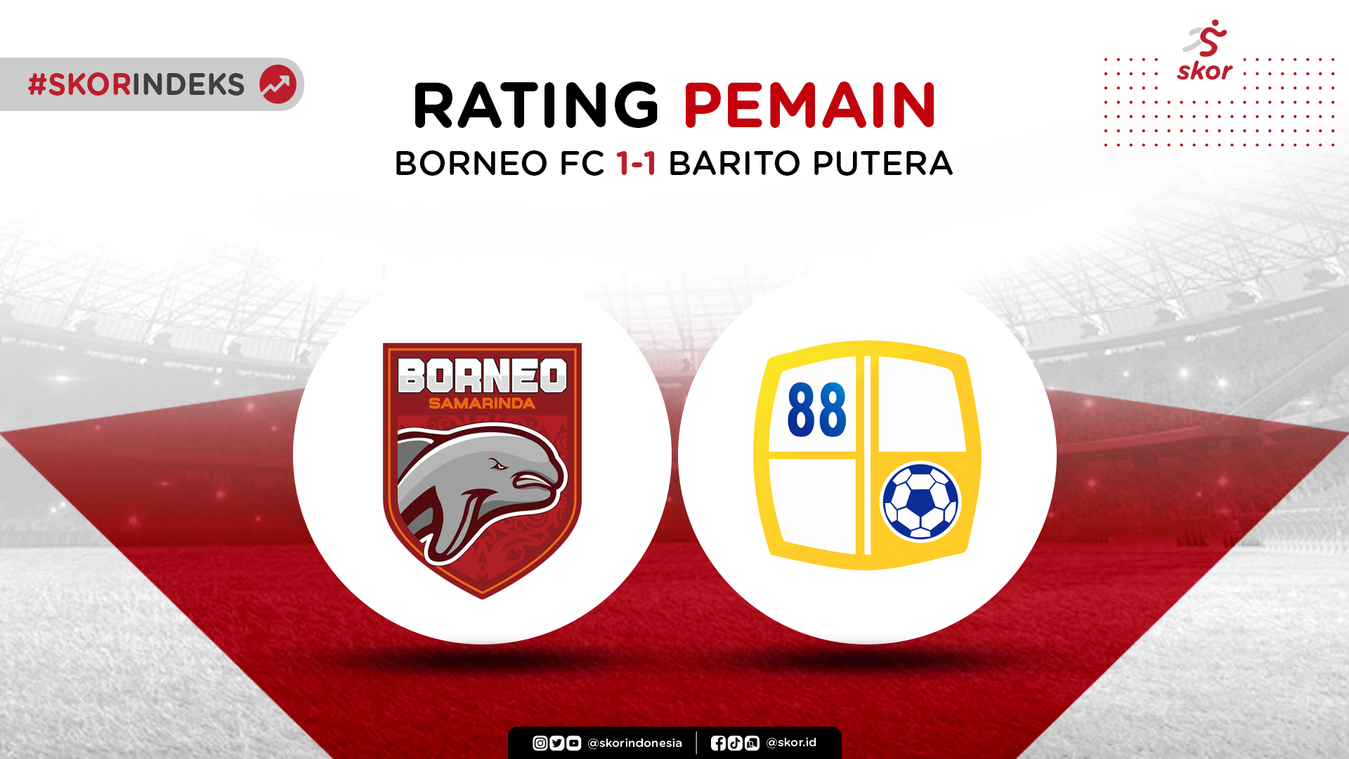 Skor Indeks Liga 1 2021-2022: Borneo FC vs Barito Putera
