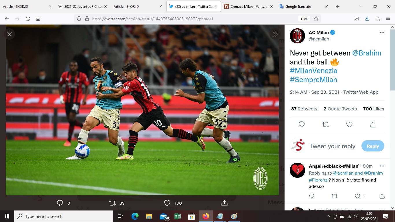 Hasil AC Milan vs Venezia: I Rossoneri Menang 2-0, Jaga Persaingan di Papan Atas