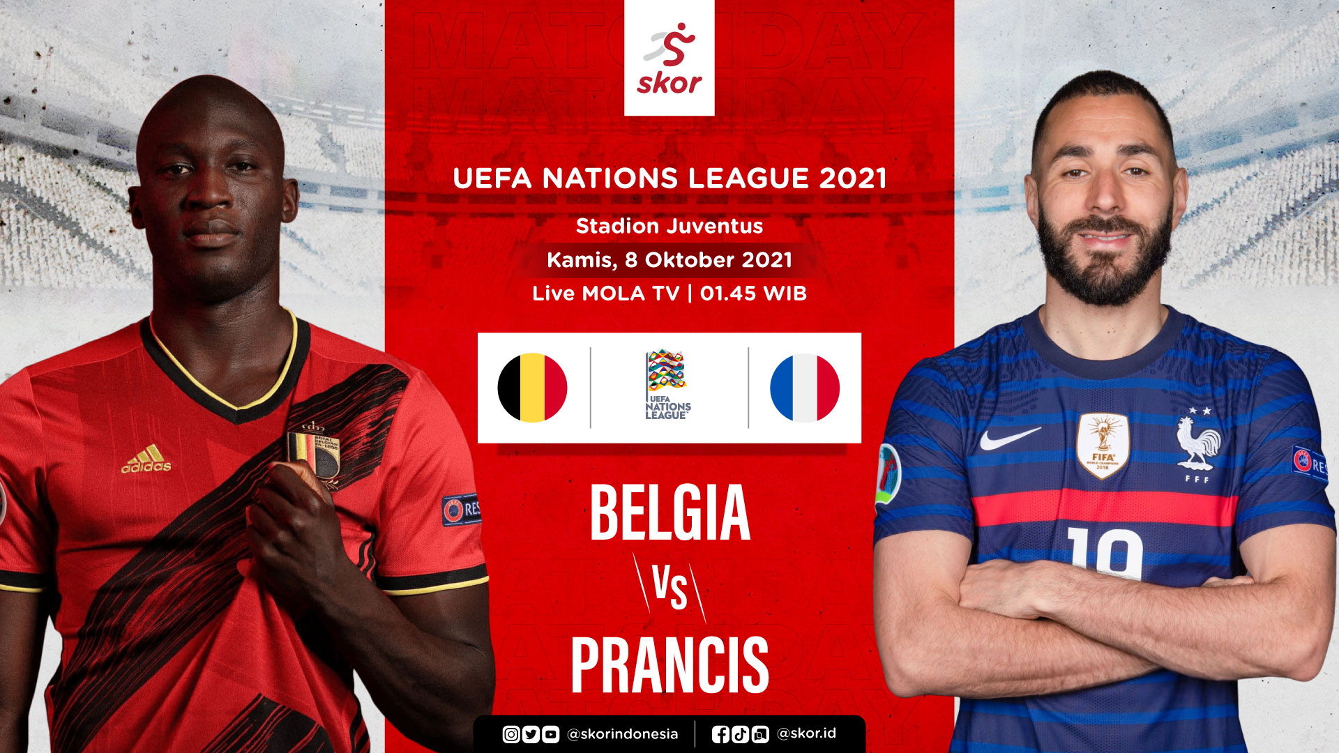 Link Live Streaming Belgia vs Prancis di UEFA Nations League 2021