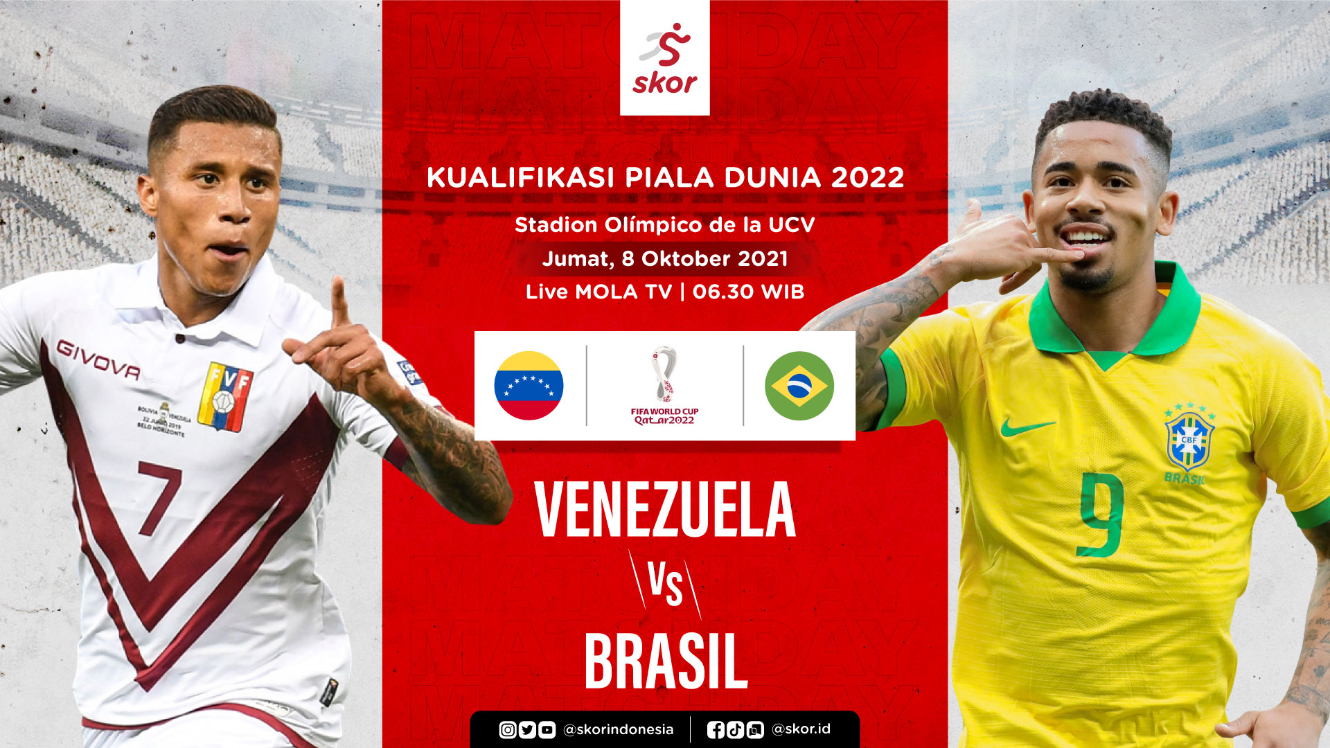 Link Live Streaming Venezuela vs Brasil di Kualifikasi Piala Dunia 2022