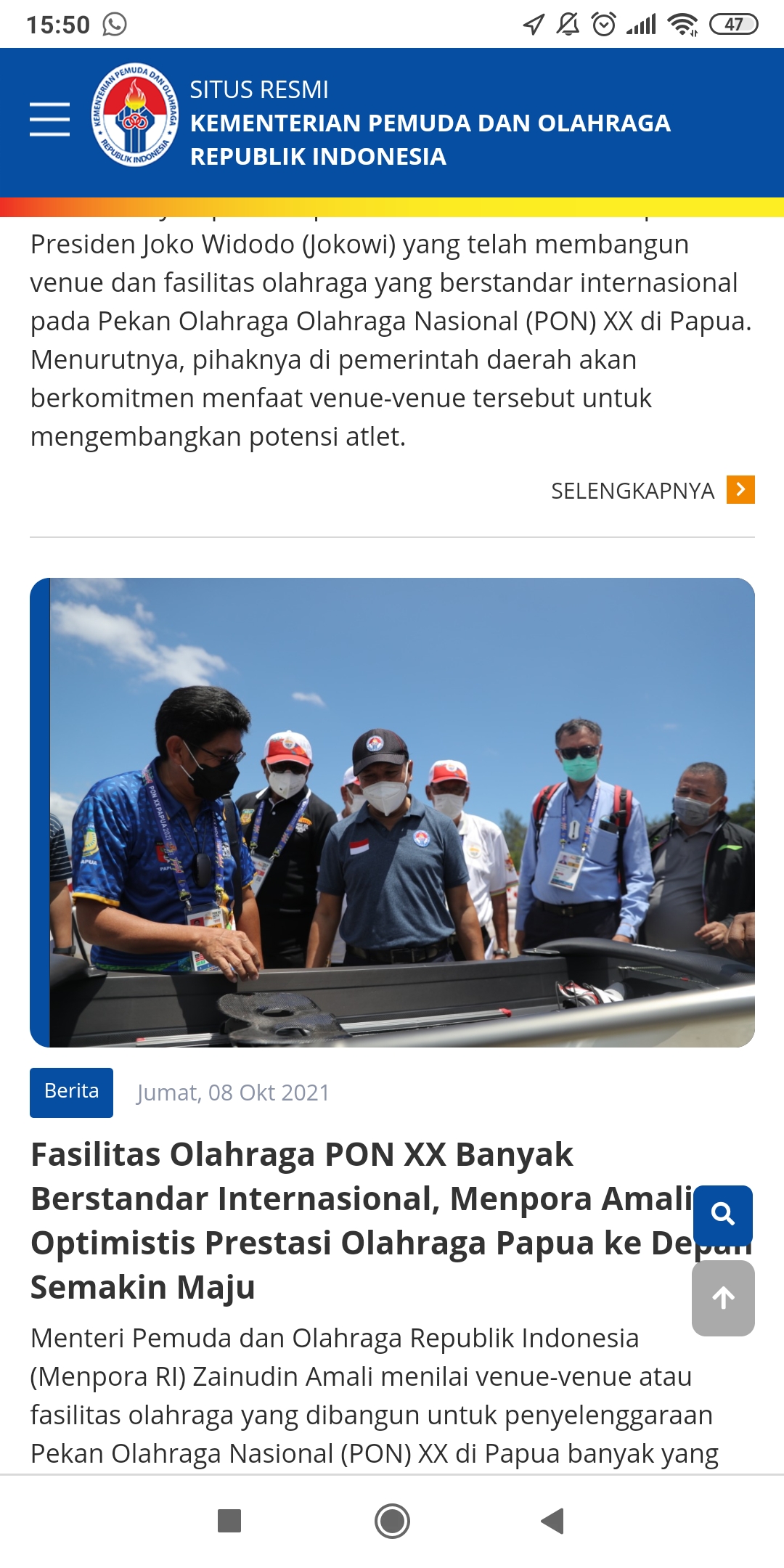 Usai PON XX, Menpora Dorong Papua Jadi Provinsi Olahraga