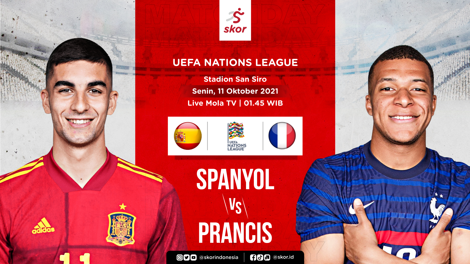 Link Live Streaming Spanyol vs Prancis di Final UEFA Nations League