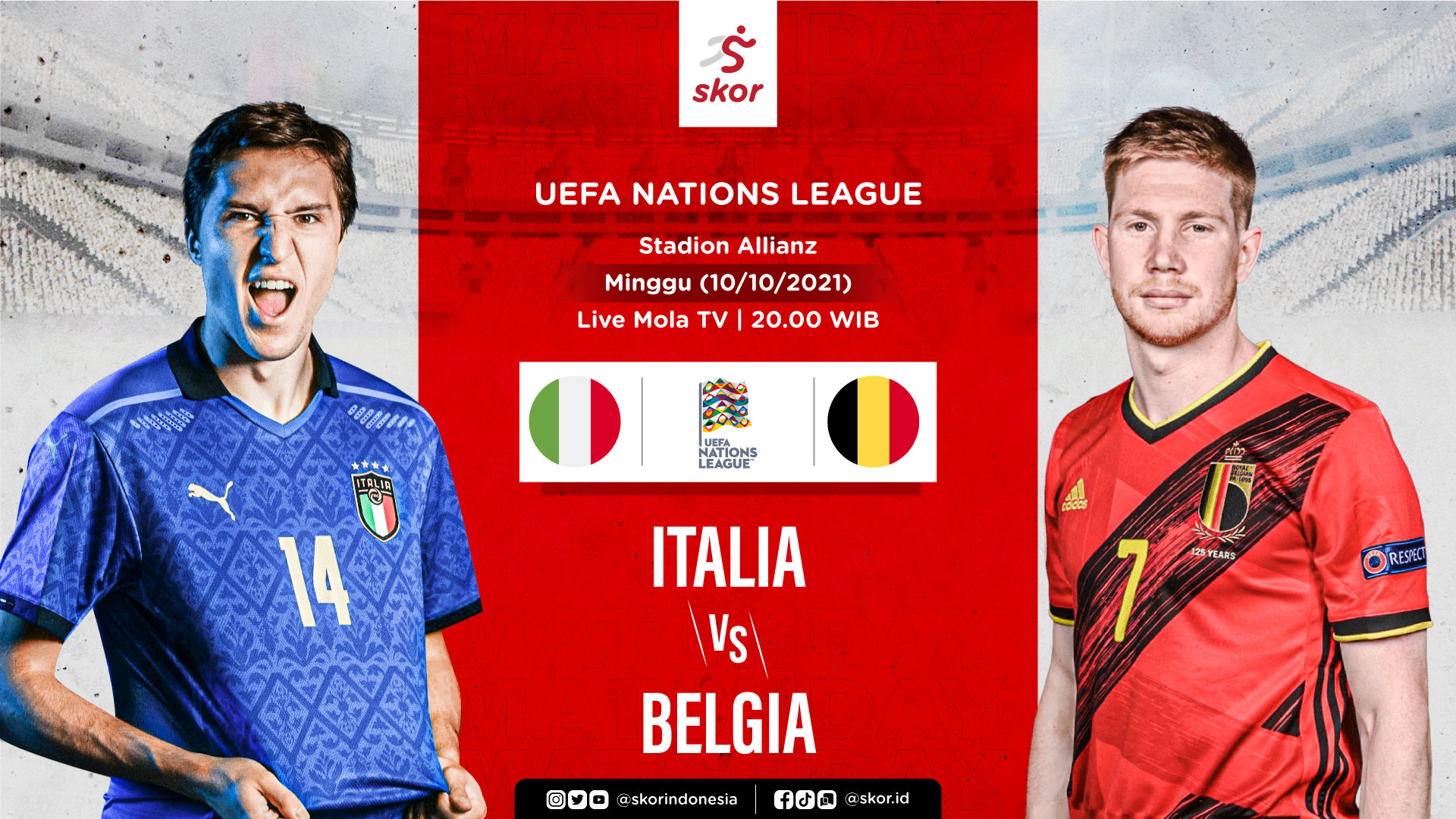 Link Live Streaming Italia vs Belgia di UEFA Nations League