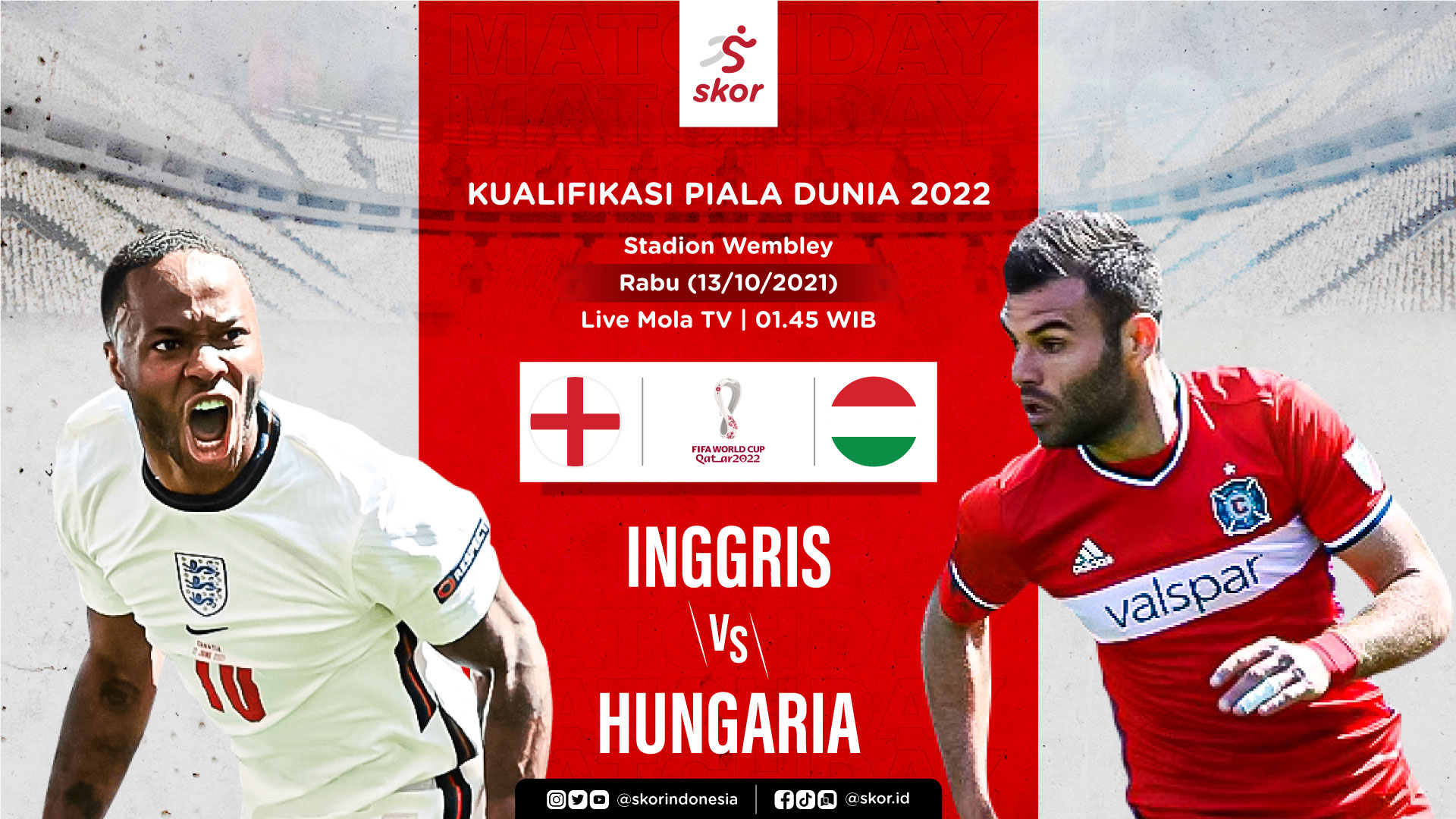 Link Live Streaming Inggris vs Hungaria di Kualifikasi Piala Dunia 2022