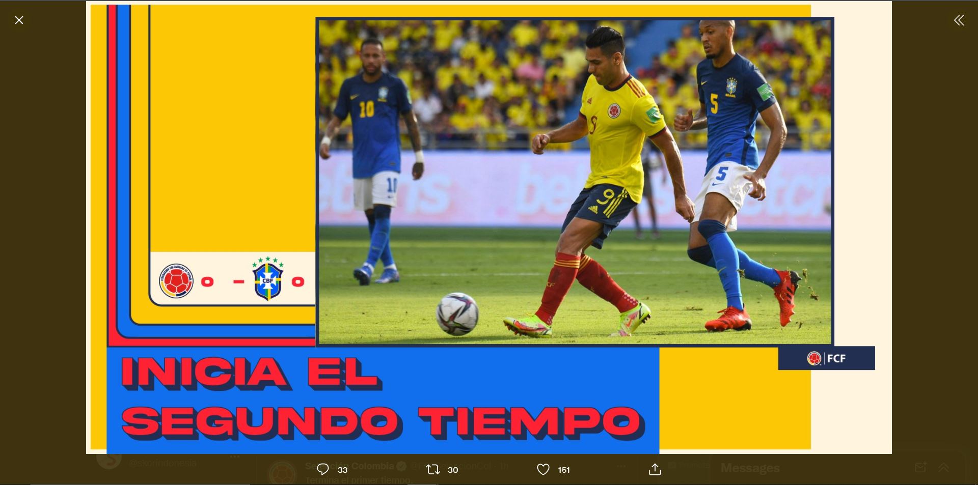 Hasil Kolombia vs Brasil: Seret, Selecao untuk Pertama Kalinya Gagal Menang di Kualifikasi Piala Dunia 2022