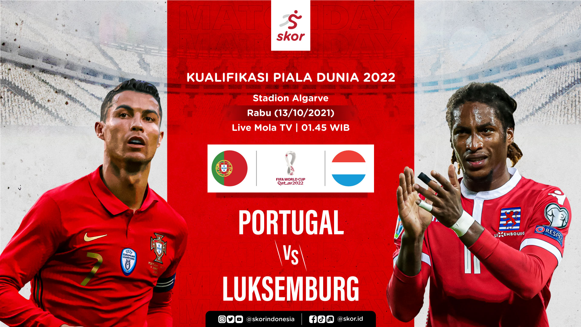 Link Live Streaming Kualifikasi Piala Dunia 2022: Portugal vs Luksemburg