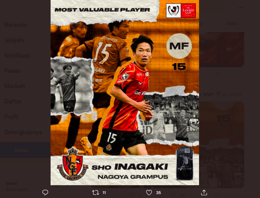 Pemenang MVP J.League YBC Levain Cup 2021: Sho Inagaki