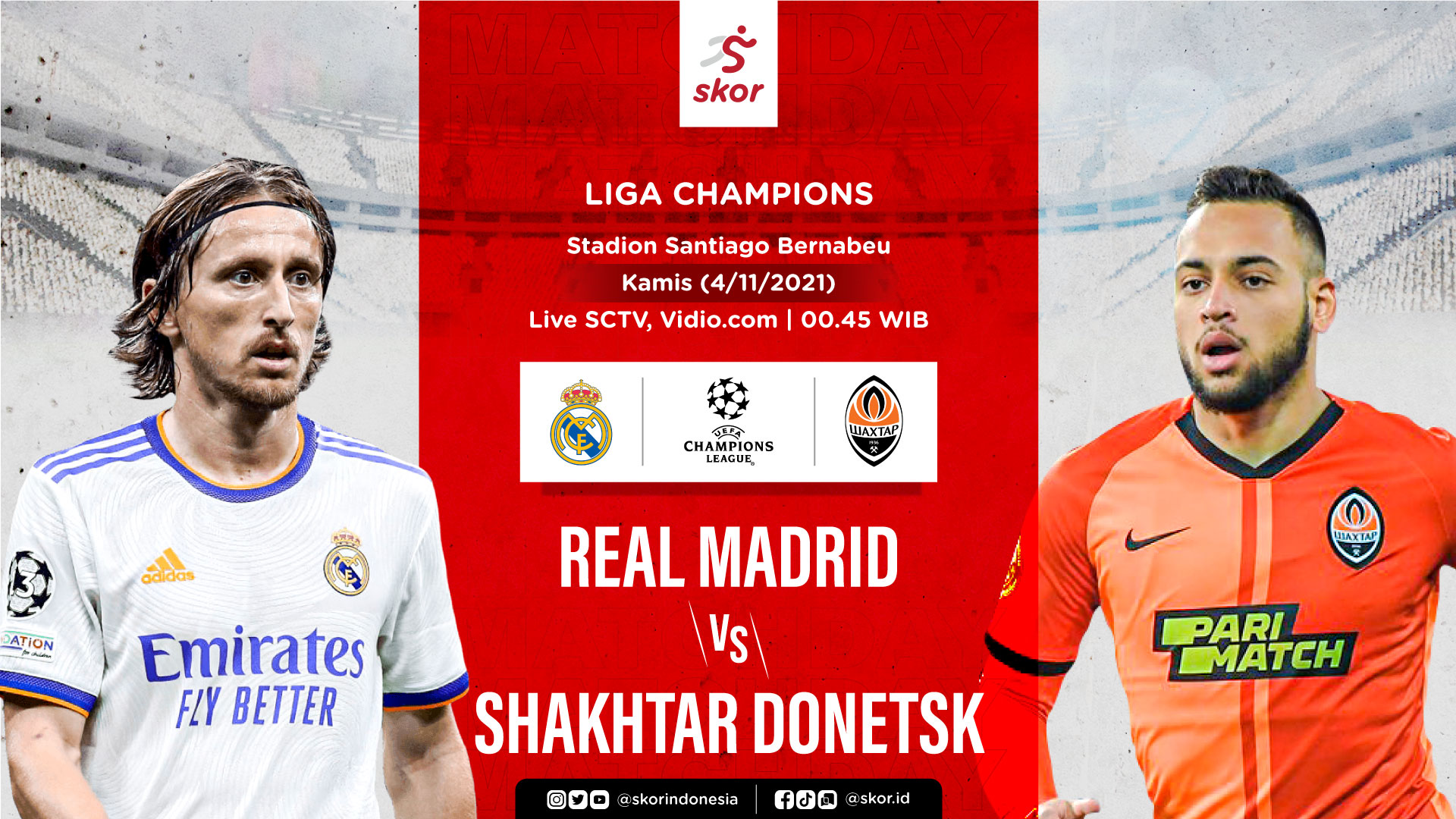 Link Live Streaming Real Madrid vs Shakhtar Donetsk di Liga Champions